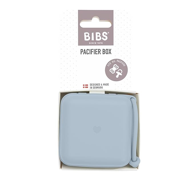 BIBS Pacifier Box with Loop for Storing & Carrying Soothers | 100% BPA Free Material | Designed & Made in Denmark | Baby Blue