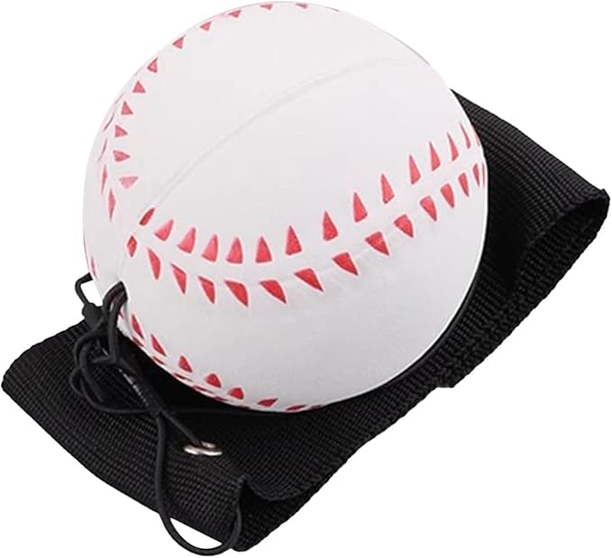 GANPUB 1 Pc White Wrist Return Ball, Sports Wrist Balls on a String, Rubber Rebound Bouncy Wristband Balls on Elastic String Sports Reaction for Wrist Exercise or Play Tennis, Baseball（2.36 in）