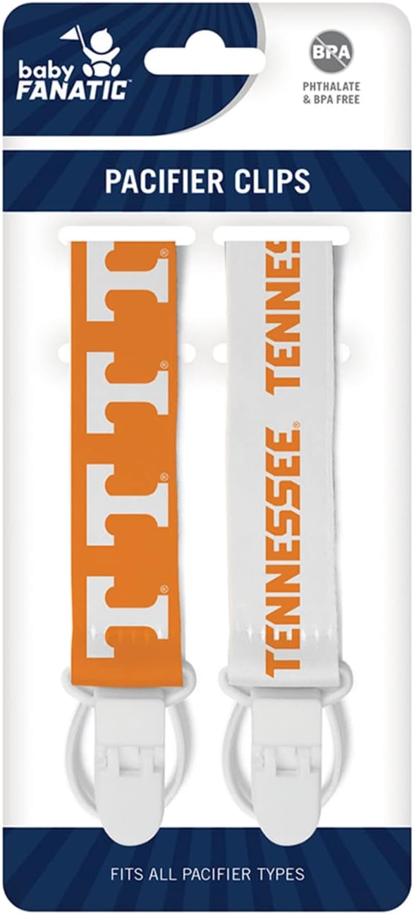 Baby Fanatic Officially Licensed Unisex Pacifier Clip 2-Pack - NCAA Tennessee Volunteers - Officially Licensed Baby Apparel