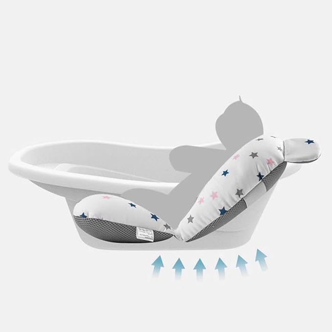 Baby Bath Pad | Foldable Travel Baby Baths Tub, Babies Tub with Soft Baths Mat, Babies Bath Seat Support Net, Non-Slip, 3 Safety Belts, for Home Travelling