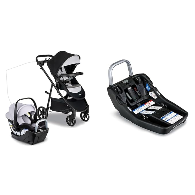 Britax Willow Brook S+ Baby Travel System, Infant Car Seat and Stroller Combo & Alpine™ Infant Car Seat Base with ClickTight®