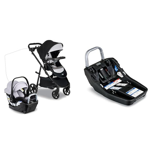 Britax Willow Brook S+ Baby Travel System, Infant Car Seat and Stroller Combo & Alpine™ Infant Car Seat Base with ClickTight®