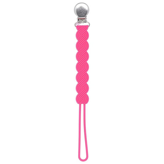 Three Little Tots All Silicone Modern, Short and Safety Tested Pacifier Clip (Hot Pink, Waverly)