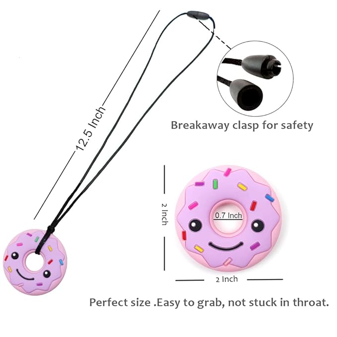 Maberry Sensory Chew Necklace for Kids Adults, Silicone Donut Chew Toys for Autism Anxiety ADHD SPD or Special Needs, Stress Relief