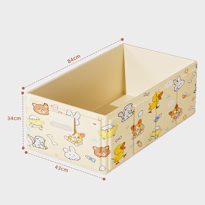 Foldable Baby Bathtub with Cute Animal Print, Portable Infant Bath Tub ，31.5x17.7x9.8 Inch Expanded (Yellow)