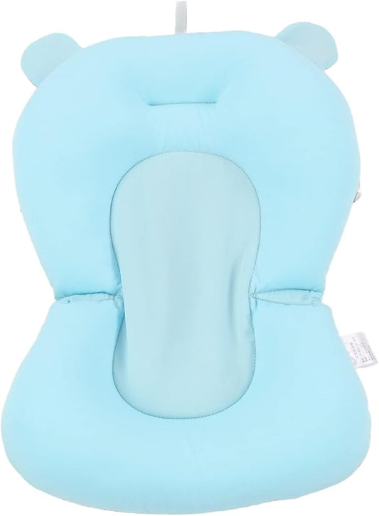 Baby Bath Seat, Baby Bath Cushion Floating Newborn Bathtub Mat Baby Bath Mat Infant Bath Supporter Net Baby Bathtub Pillow Bath Supporter for Newborn (Blue Bear)