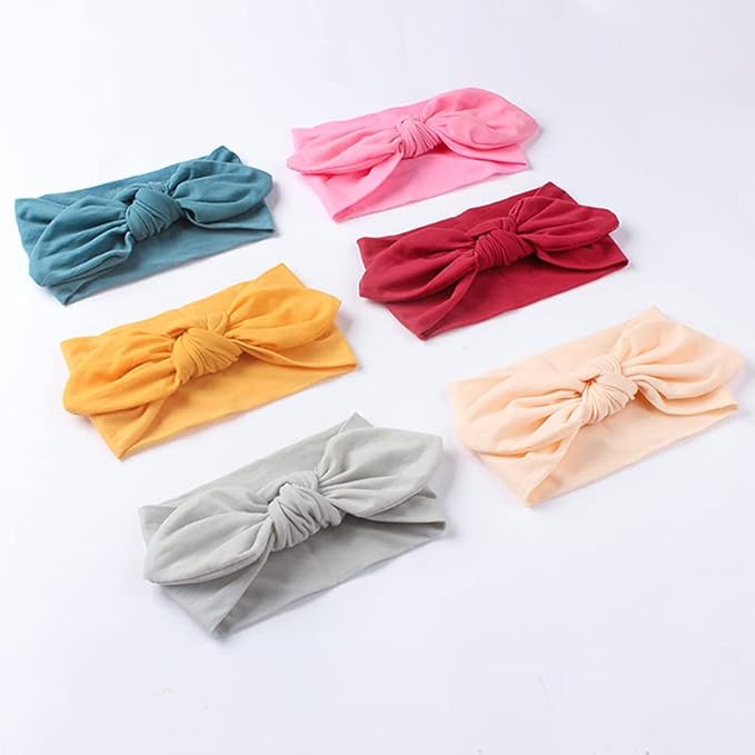 AKOAK 1 Pack Solid Color Skin-friendly Baby Headband Elastic Soft Nylon Headband Cute Baby Bow Headband (Red)