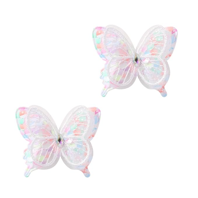 Hair Clips Butterfly Hair Clip Glitter Butterfly Hair Clips Kids Clips for Birthday Christmas Children's Day Gift (white)