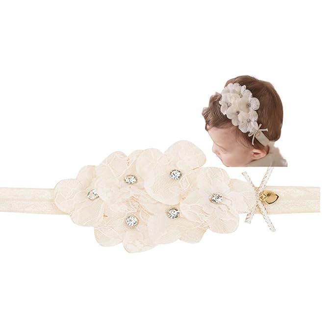 Lace Flower Bow-knot Baby Girls Headband Birthday Infant Wrap Elastic Baby Turban Hairband for Newborn Infant Toddler Kids (Style 11)