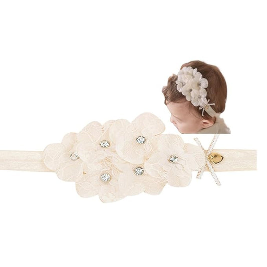 Lace Flower Bow-knot Baby Girls Headband Birthday Infant Wrap Elastic Baby Turban Hairband for Newborn Infant Toddler Kids (Style 11)