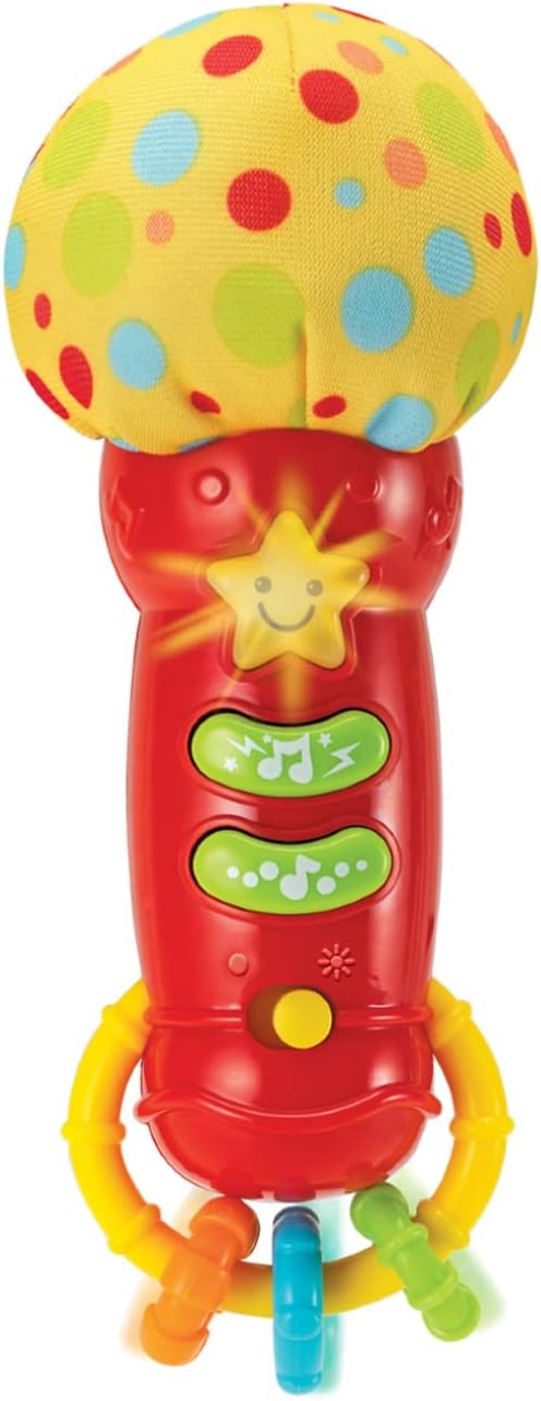 KiddoLab Baby Microphone Toy. My First Kids Microphone with Sounds and Teethers/Rattle. Battery Operated Toy for Toddlers and Babies 3-36 Months