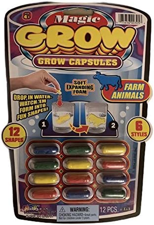 Ja-ru Toys, Magic Grow Capsules (1 Pack, 12 Units) Sea Creatures or Zoo or Farm Animals or Dinosaur. Expanding Foam Sponge Toy for Kids. Bulk Water Growing Bath Party Favors 305-1A
