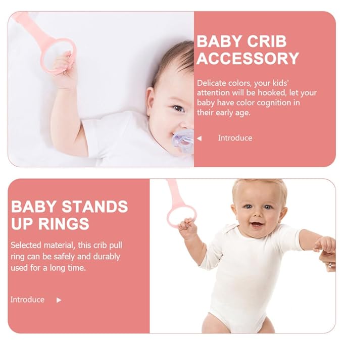 Toddmomy 4Pcs Baby Pull up Rings Nursery Crib Hand Pull Rings Infant Standing Assist Lightweight Portable Baby Standing Safety Ring for Walking Exercise
