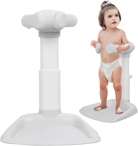 Baby Shower Stand, Adjustable Height Infant Bath Standing Support with Anti-Slip Base, Portable Bath Helper, Hug Tower Bath Shower Support for Infants & Toddlers (Grey 1)