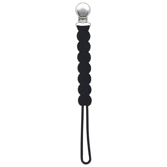 Three Little Tots All Silicone Modern, Short and Safety Tested Pacifier Clip (Black, Waverly)