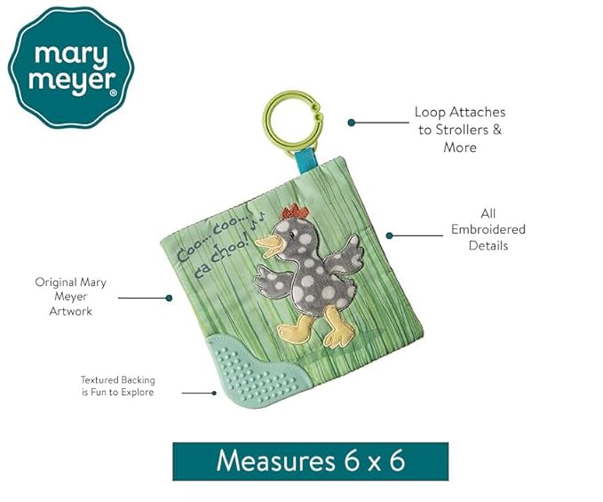 Mary Meyer Crinkle Teether Toy with Baby Paper and Squeaker, 6 x 6-Inches, Rocky Chicken