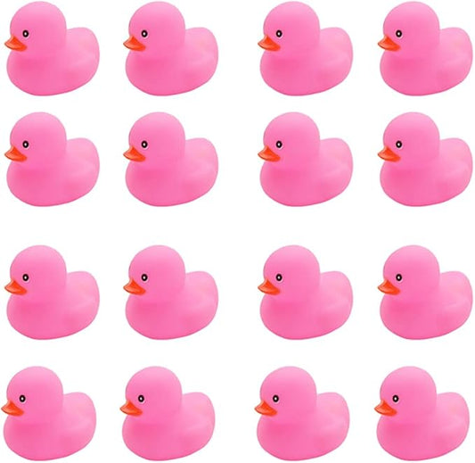 16PCS Pink Rubber Duck Kids Bath Duck Toys ,Squeak Rubber Ducks in Bulk Rubber Ducks Baby Shower Duck Decorations Party Favors (2.2’’)