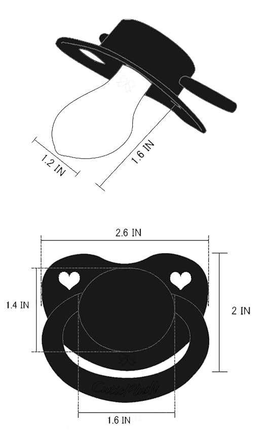 CutiePlusU Adult Sized Pacifier Dummy for Adult Babies-Big Shield 3 Pack-Black