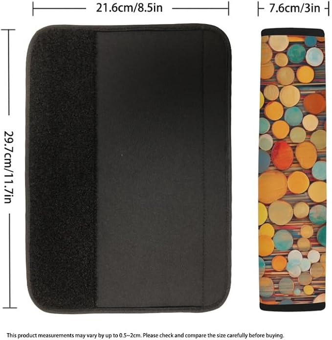 Rainbow Cobblestone Print 2Pcs Car Seat Belt Strap Cover Colorful Art Tree Ring Oil Painting Shoulder Strap Pad Car Interior Accessories Soft & Comfortable Seat Belt