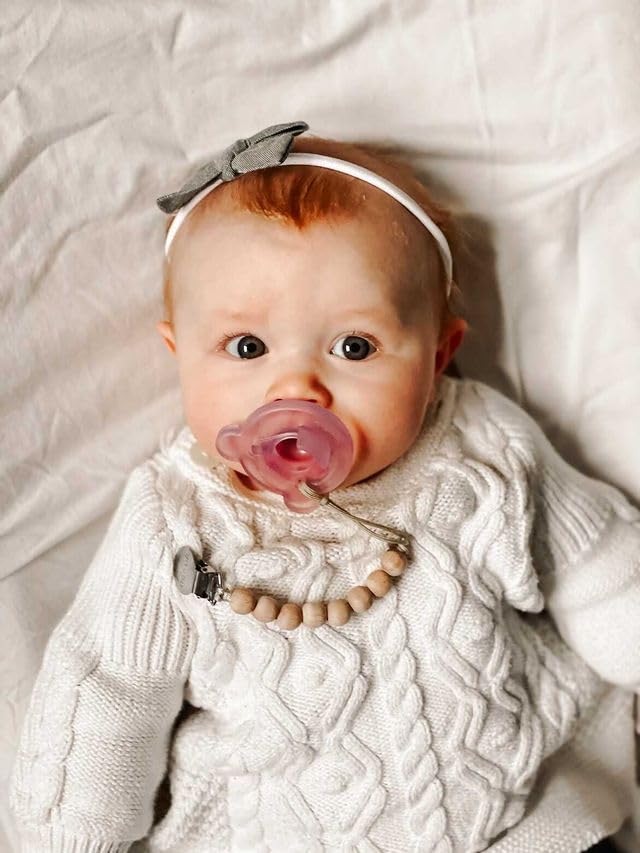 Ali+Oli Silicone Pacifier Clip for Baby (All Wood) 100% Food-Grade BPA Free Newborn Pacifier Holder Infant Binky Clip for Baby Boy or Girl