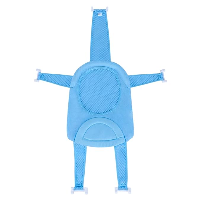Baby Bath Seat Support Net Newborn Bath Cushion Pad Anti-Slip Infant Bathtub Sling Shower Mesh Mat Soft Bath Net Bath Pillow Adjustable Shower Pad for 0-18 Months Light Blue
