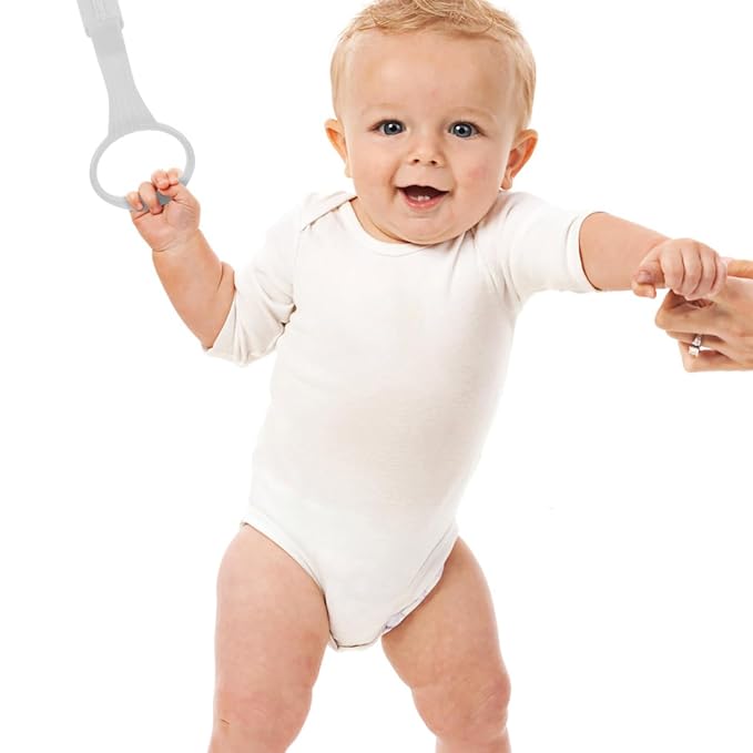 SAFIGLE 2Pcs Baby Playpen Pull up Rings：Pull up Rings for Play Pen，Baby Walking Exercises Assistant - Playpen & Crib Hanging Loop Accessories for Help Stand up Walking Training Tool Newborn (Grey)
