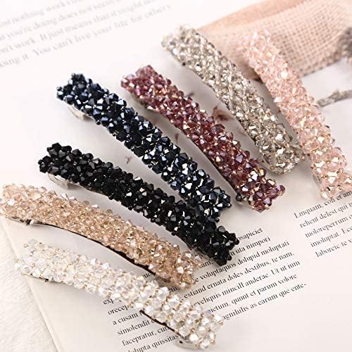 2Pcs Black Hair Clips, Handmade Rhinestone Barrettes Metal Hair Holders Clips and Barrettes for Women Girls Headwear Styling Accessories