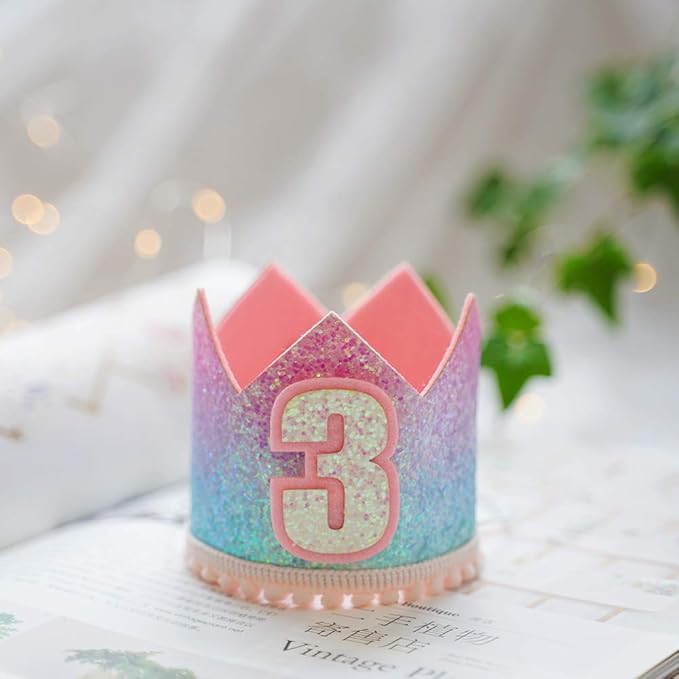 Boy Girl Birthday Crown, Prince Princess Birthday Hat Headband Tiara Crown Cake Photo Prop Party Decorations