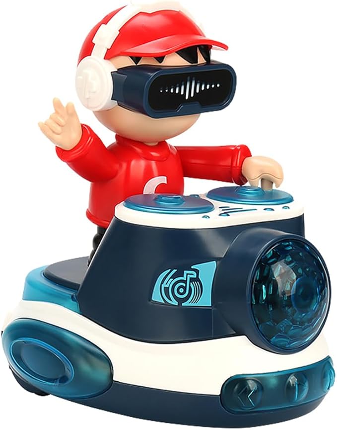 Miracland DJ Dancing Toy, DJ Musical Toy for Toddlers Scratch DJing Boy Dancing with Dynamic Music and Colorful Lights (Blue)