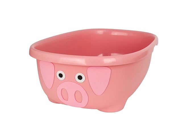 Prince Lionheart TUBIMAL Infant and Toddler Bath Tub - PIG | Tub Becomes a Storage Bin | Include a Stackable Lid and Infant Mesh Hammock | Innovative Outside Drain Plug | Perfect Bin for Toy Storage