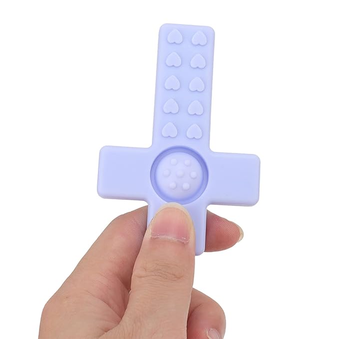 4PCS Baby Teething Toys, Cross Shape Teethers with Silicone Lanyard, Colorful Infant Chew Toys for Newborn Infant