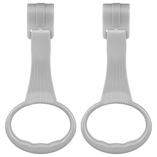 SAFIGLE 2Pcs Baby Playpen Pull up Rings：Pull up Rings for Play Pen，Baby Walking Exercises Assistant - Playpen & Crib Hanging Loop Accessories for Help Stand up Walking Training Tool Newborn (Grey)