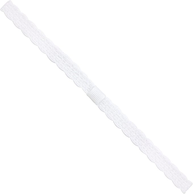Wee Ones Baby Girls' Add-A-Bow Band Single Narrow Lace 1/2", White, 6-24 Months