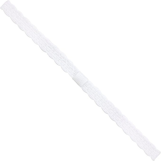 Wee Ones Baby Girls' Add-A-Bow Band Single Narrow Lace 1/2", White, 6-24 Months