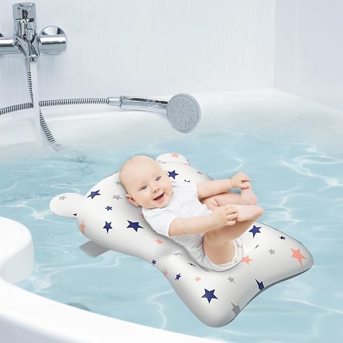 Baby Bath Suspension Prevent Slip Pad, Soft Quick Dry Lightweight Baby Bath Cushion Pad, Newborn Bathtub Mat Infant Bath Supporter Nonslip Floating Bathing Tub Seat for Assisted Sitting (White)