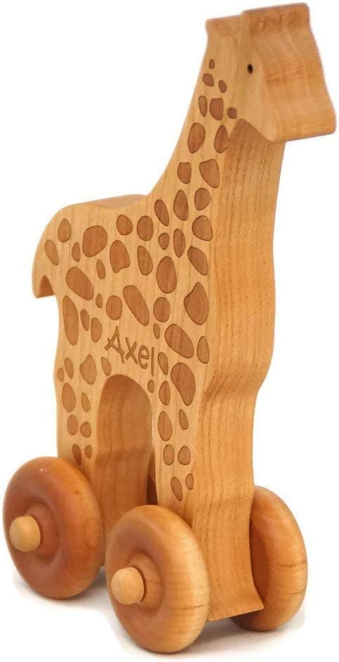 Personalized Wooden Toy Giraffe Car – Handmade Push Toy for Toddlers & Kids with Custom Name Option, Classic Gift for Birthdays and Keepsakes