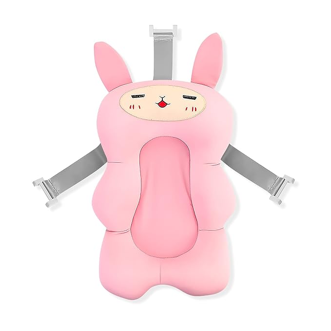 SONARIN Baby Bath Pad,Non-Slip Baby Bath Cushion Mat Infant Floating Bathtub Pad Newborn Bath Tub Seat Mat Soft Bath Pillow for Tub Adjustable Baby Shower Support Seat for Baby 0-12 Months(Pink)