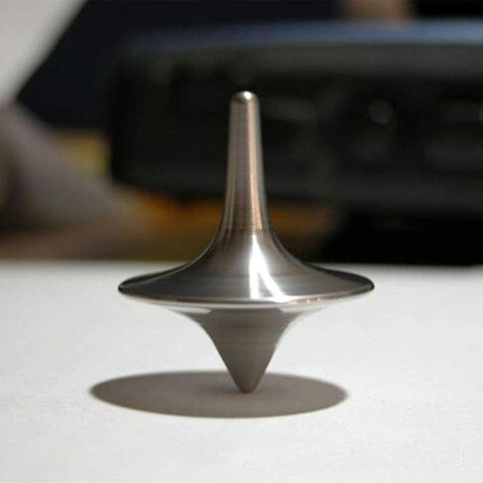 Silver Spinning Top,Portable Precision Metal Spinner Top Premium Exquisite Perfect Balance Desktop Gyro Toys Vintage Totem Zinc Alloy Toy Spinning Top Desk, Novelty Spinning Tops