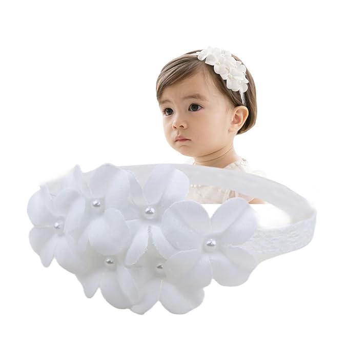 Lace Flower Bow-knot Baby Girls Headband Birthday Infant Wrap Elastic Baby Turban Hairband for Newborn Infant Toddler Kids (Style 6)