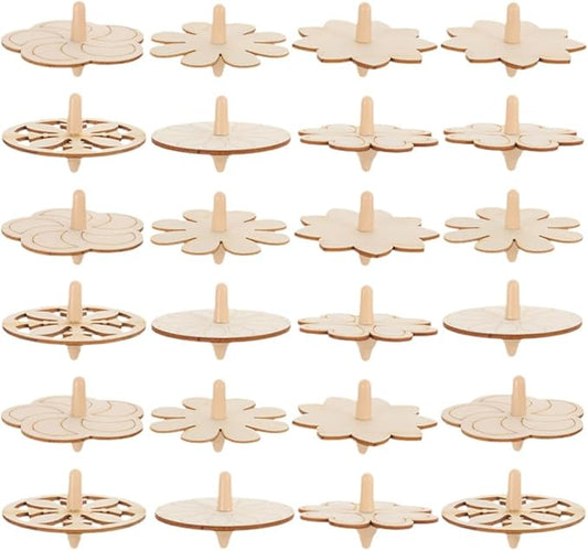 24pcs Wooden Spinning Top DIY Painting Children Toy Tops Toys Gyro s for Kids Child Gyro s Kids Unfinished Children Pressure Relief Accessory