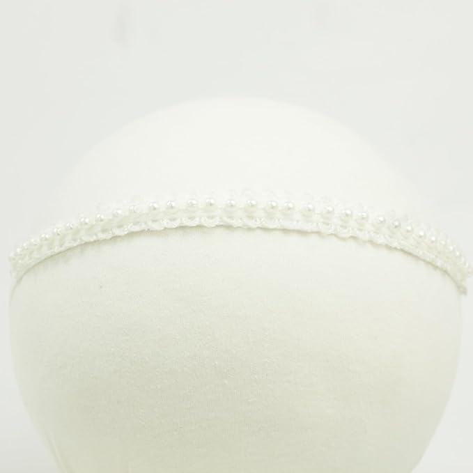 Handmade White Pearl Newborn Headband Baby Girl White Bow HairBand Baptism Headbands Set