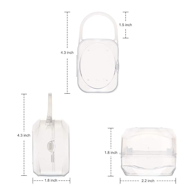 Accmor Pacifier Case, Pacifier Holder Case with Handle, BPA Free Universal Pacifier Container Box for Travel, Transparent, 4 Pack