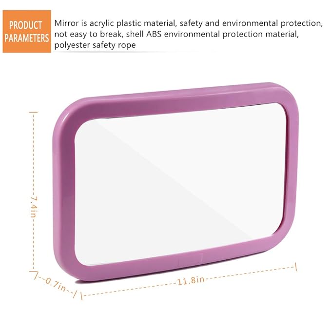 Baby Mirror for Car - Safety Car Seat Mirror for Rear Facing Infant with Wide Crystal Clear View - Adjustable Acrylic 360°for Backseat - Safe, Secure and Shatterproof (Purple)