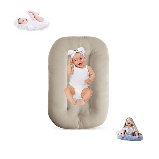 Baby Lounger for Infants Babies 0-15 Months, Bionic Organic Lounger for Baby, Soft Cotton Breathable Infant Floor Seats & Loungers for Newborn Baby Shower Gifts (Gray Baby Lounger)