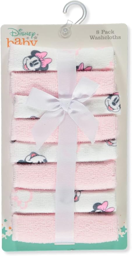 Disney Baby Big Girls 8-Pack Minnie Mouse Washcloths Set - Pink/Multi, one Size