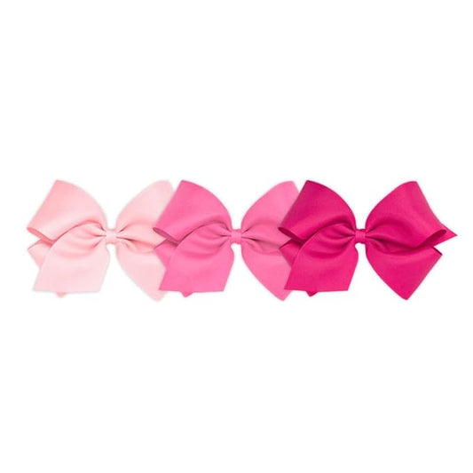 Wee Ones Girls' 3 pc Set Solid Grosgrain Variety Pack on a WeeStay No-Slip Hair Clip, King, Light Pink, Hot Pink and Shocking Pink