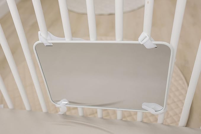 Baby Mirror, Large, Double-Sided with High Contrast Images, Baby Safe Mirror Perfect for Cribs, NICU Approved, Shatterproof, Medical Grade Rubber, Hospital Recommended, Bestselling Toy for Babies