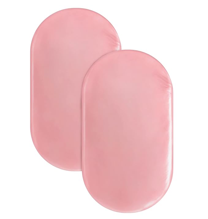 Satin Bassinet Sheets for Baby Girl Pink Bassinet Sheet for Baby Hair and Skin, Soft Silky Bassinet Sheet for Rectangle, Hourglass, Oval Cradle or Bassinet Pad＆Mattress, Pink, 2 Pack