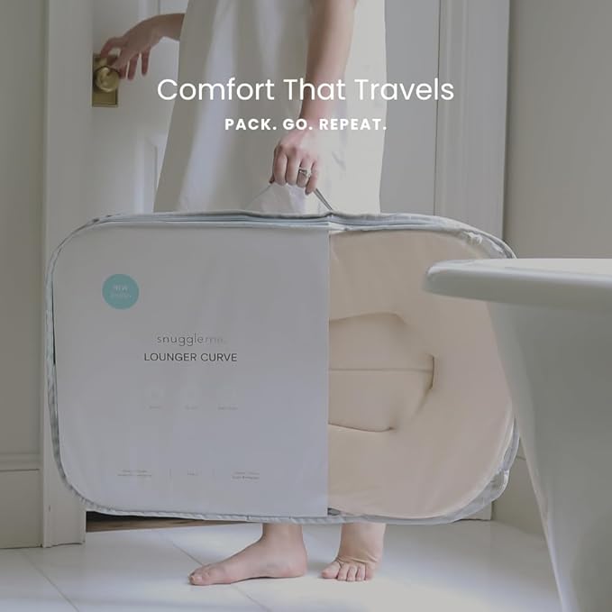snuggle me® Baby Lounger Curve (0-6 Months) - Premium Organic Cotton with Foam Core, Machine-Washable Cover, Buttery-Soft & Breathable CSPC Compliant Infant Lounger Baby Nest with Travel Bag - Slate