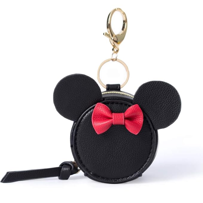 miss fong Pacifier Holder Case with Clip, Pacifier Pouch Cover, Pacifier Charm Pod with Clasp Attach to The Strollers & Diaper Bags, Hold 2 Pacifier or Nipple Shield(Bow Black)